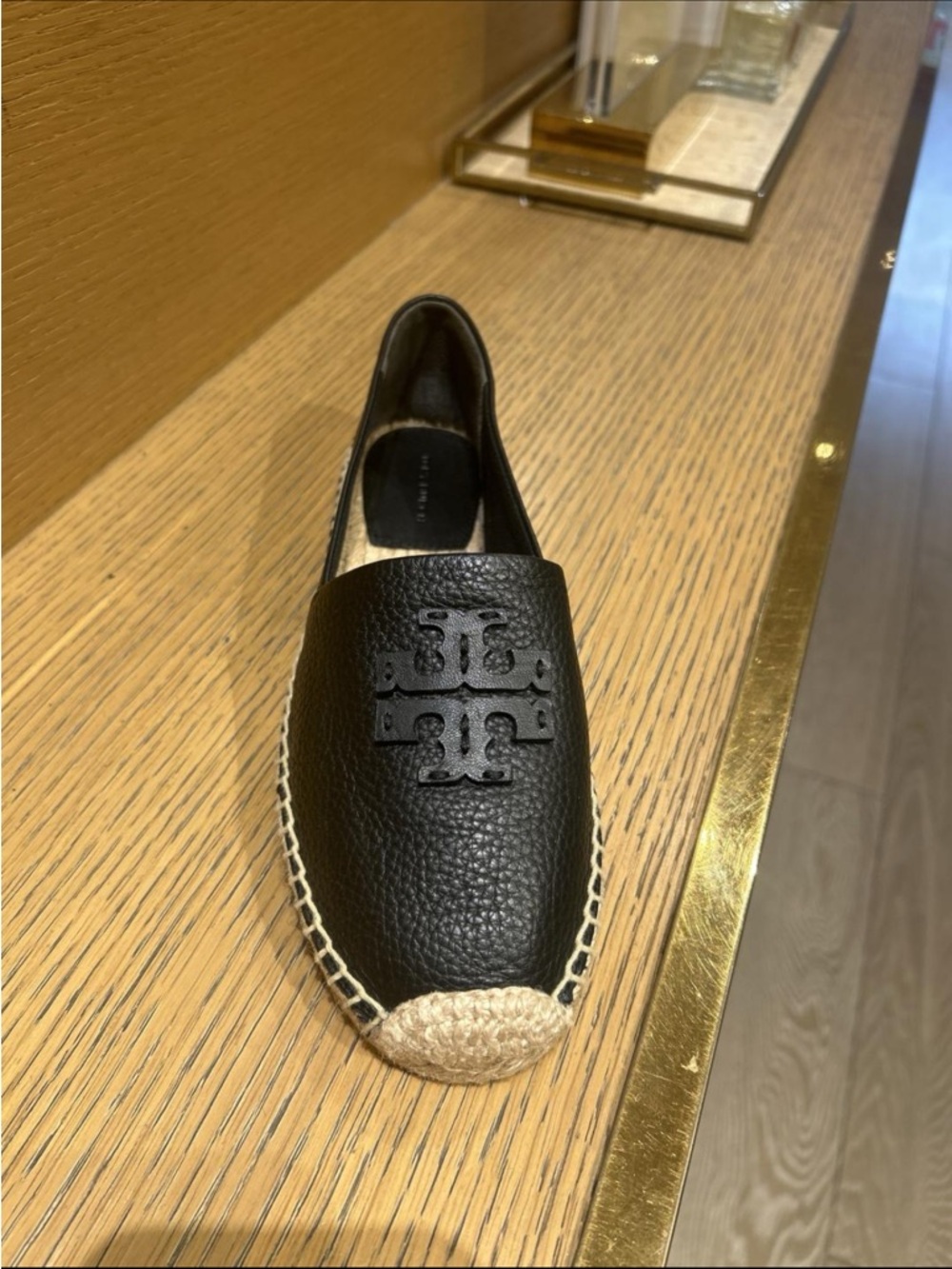Tory Burch Signature Logo Leather Espadrille Flat Shoes